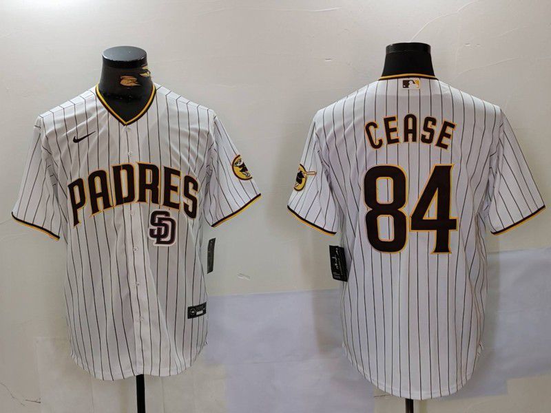 Men San Diego Padres #84 Cease White stripe Game 2024 Nike MLB Jersey style 3